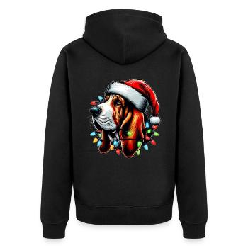 Basset Hound Chien Père Noël Noël - Veste à capuche bio Premium Unisexe - noir - Dos - Nico (187cm)