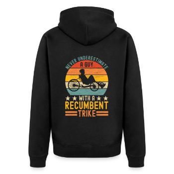 Recumbent Trike Liegetrike Liegedreirad - Unisex Premium Bio Zip Hoodie - Schwarz - Hinten - Nico (187cm)