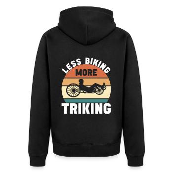 Recumbent Trike Liegetrike Liegedreirad - Unisex Premium Bio Zip Hoodie - Schwarz - Hinten - Nico (187cm)