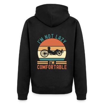 Recumbent Trike Liegetrike Liegedreirad - Unisex Premium Bio Zip Hoodie - Schwarz - Hinten - Nico (187cm)