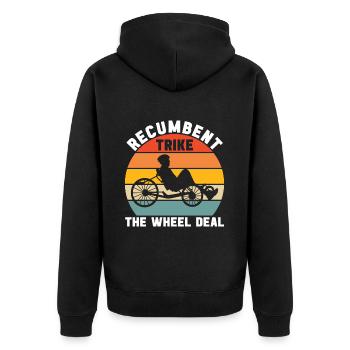 Recumbent Trike Liegetrike Liegedreirad - Unisex Premium Bio Zip Hoodie - Schwarz - Hinten - Nico (187cm)