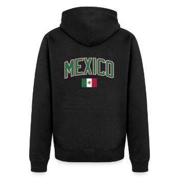 Mexiko Mexico Mexikaner Geschenk Flagge Fußball - Unisex Premium Bio Zip Hoodie - Schwarz - Hinten - Nico (187cm)