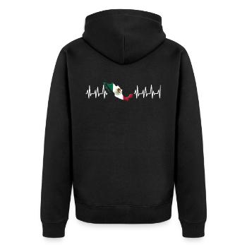 Mexiko Mexico Mexikaner Geschenk Flagge Fußball - Unisex Premium Bio Zip Hoodie - Schwarz - Hinten - Nico (187cm)