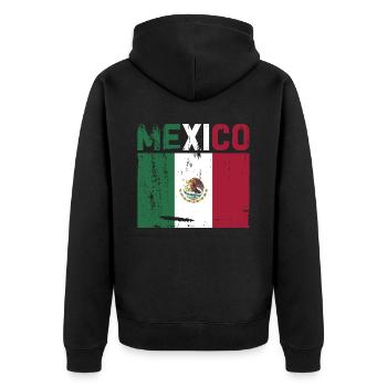 Mexiko Mexico Mexikaner Geschenk Flagge Fußball - Unisex Premium Bio Zip Hoodie - Schwarz - Hinten - Nico (187cm)