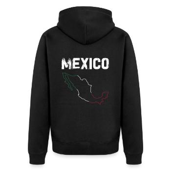 Mexiko Mexico Mexikaner Geschenk Flagge Fußball - Unisex Premium Bio Zip Hoodie - Schwarz - Hinten - Nico (187cm)