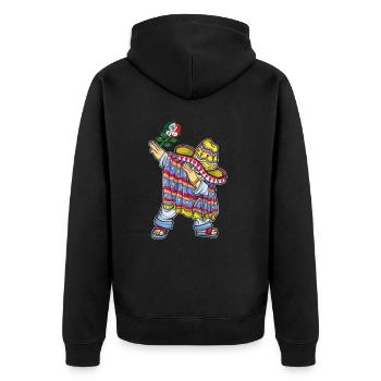 Mexiko Mexico Mexikaner Geschenk Flagge Fußball - Unisex Premium Bio Zip Hoodie - Schwarz - Hinten - Nico (187cm)