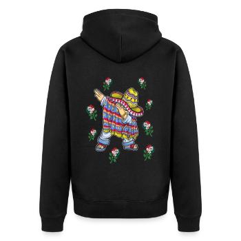 Mexiko Mexico Mexikaner Geschenk Flagge Fußball - Unisex Premium Bio Zip Hoodie - Schwarz - Hinten - Nico (187cm)