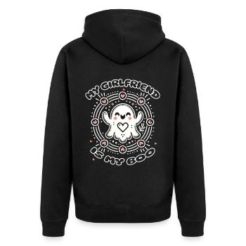 Ma copine est mon boo ghost love - Veste à capuche bio Premium Unisexe - noir - Dos - Nico (187cm)
