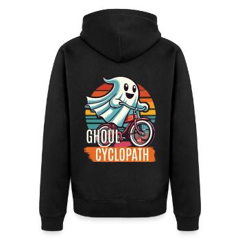 Bicycle riding ghost friend - Unisex Premium Organic Zip Hoodie - black - Back - Nico (187cm)