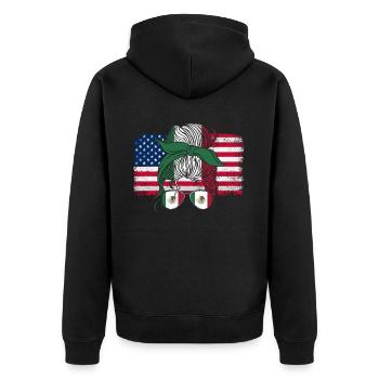 Mexiko Mexico Mexikaner Geschenk Flagge Fußball - Unisex Premium Bio Zip Hoodie - Schwarz - Hinten - Nico (187cm)