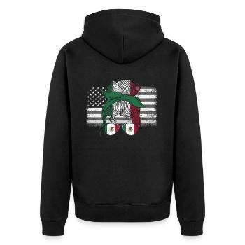 Mexiko Mexico Mexikaner Geschenk Flagge Fußball - Unisex Premium Bio Zip Hoodie - Schwarz - Hinten - Nico (187cm)