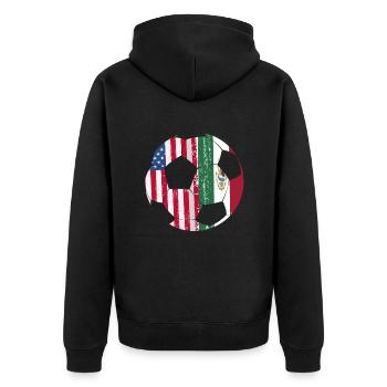 Mexiko Mexico Mexikaner Geschenk Flagge Fußball - Unisex Premium Bio Zip Hoodie - Schwarz - Hinten - Nico (187cm)