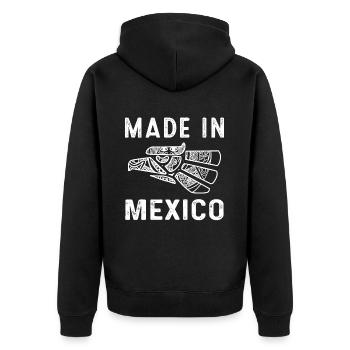 Mexiko Mexico Mexikaner Geschenk Flagge Fußball - Unisex Premium Bio Zip Hoodie - Schwarz - Hinten - Nico (187cm)