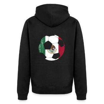 Mexiko Mexico Mexikaner Geschenk Flagge Fußball - Unisex Premium Bio Zip Hoodie - Schwarz - Hinten - Nico (187cm)
