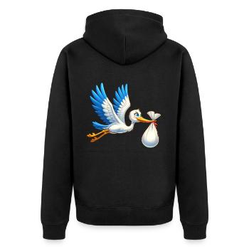 Niedlicher Storch Mit Babybündel Illustration - Unisex Premium Bio Zip Hoodie - Schwarz - Hinten - Nico (187cm)