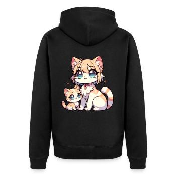 Niedliche Katzen mit großen blauen Augen - Unisex Premium Bio Zip Hoodie - Schwarz - Hinten - Nico (187cm)