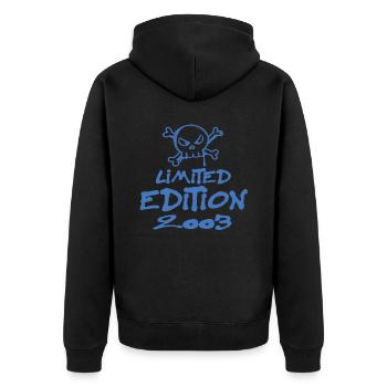 Limited Edition 2003 Geburtstag 2003 Geboren - Unisex Premium Bio Zip Hoodie - Schwarz - Hinten - Nico (187cm)