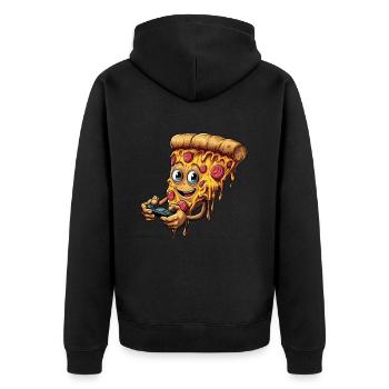 Funny Fast Food Gaming Pizza Gamer Gamer Gaming - Unisex Premium Organic Zip Hoodie - black - Back - Nico (187cm)