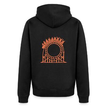 Achterbahn - Unisex Premium Bio Zip Hoodie - Schwarz - Hinten - Nico (187cm)