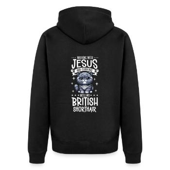 Jésus et mon British Shorthair - Veste à capuche bio Premium Unisexe - noir - Dos - Nico (187cm)