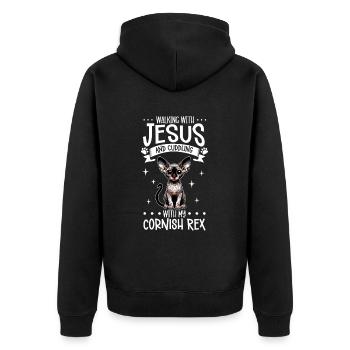 Jésus et mon Rex de Cornouailles - Veste à capuche bio Premium Unisexe - noir - Dos - Nico (187cm)