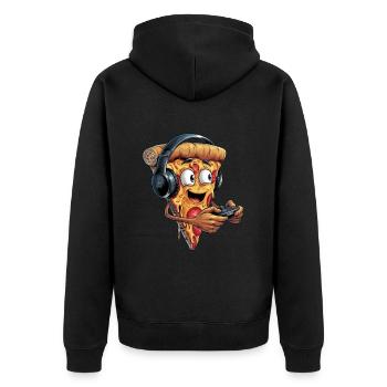 Funny Fast Food Gaming Pizza Gamer Gamer Gaming - Unisex Premium Organic Zip Hoodie - black - Back - Nico (187cm)