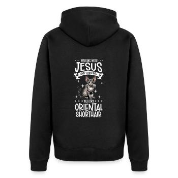 Jésus et mon Oriental Shorthair - Veste à capuche bio Premium Unisexe - noir - Dos - Nico (187cm)