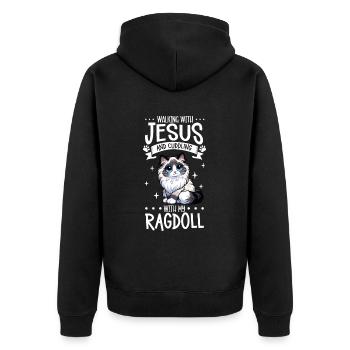 Jésus et mon Ragdoll - Veste à capuche bio Premium Unisexe - noir - Dos - Nico (187cm)