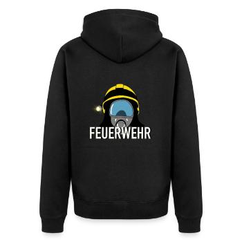 Feuerwehr - Unisex Premium Bio Zip Hoodie - Schwarz - Hinten - Nico (187cm)
