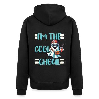 I'm the cool ghost - Unisex Premium Organic Zip Hoodie - black - Back - Nico (187cm)