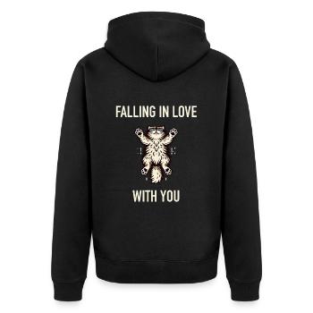 Süße Katze - Unisex Premium Bio Zip Hoodie - Schwarz - Hinten - Nico (187cm)