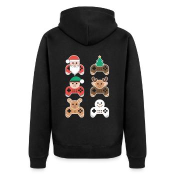 Gamer Weihanchten Gaming Weihnachten Zocken Zocker - Unisex Premium Bio Zip Hoodie - Schwarz - Hinten - Nico (187cm)