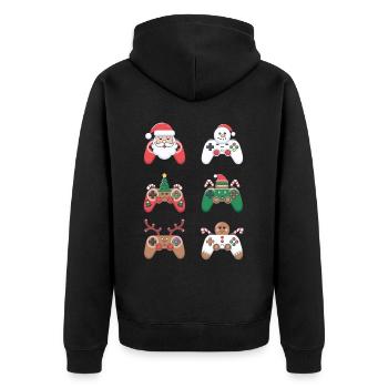 Gamer Weihanchten Gaming Weihnachten Zocken Zocker - Unisex Premium Bio Zip Hoodie - Schwarz - Hinten - Nico (187cm)