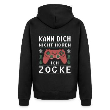 Gamer Weihanchten Gaming Weihnachten Zocken Zocker - Unisex Premium Bio Zip Hoodie - Schwarz - Hinten - Nico (187cm)