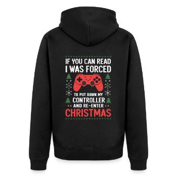 Gamer Weihanchten Gaming Weihnachten Zocken Zocker - Unisex Premium Bio Zip Hoodie - Schwarz - Hinten - Nico (187cm)
