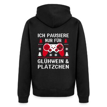 Gamer Weihanchten Gaming Weihnachten Zocken Zocker - Unisex Premium Bio Zip Hoodie - Schwarz - Hinten - Nico (187cm)