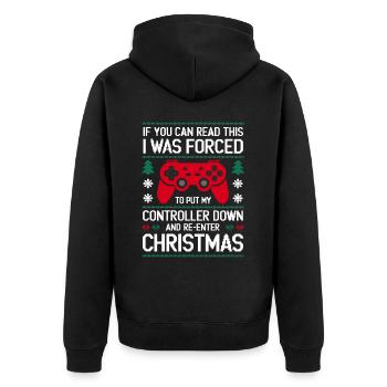 Gamer Weihanchten Gaming Weihnachten Zocken Zocker - Unisex Premium Bio Zip Hoodie - Schwarz - Hinten - Nico (187cm)