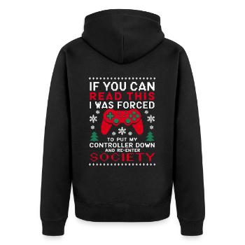 Gamer Weihanchten Gaming Weihnachten Zocken Zocker - Unisex Premium Bio Zip Hoodie - Schwarz - Hinten - Nico (187cm)