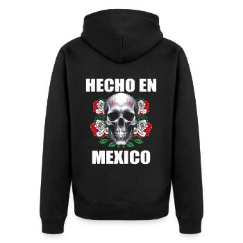 Mexiko Mexico Mexikaner Geschenk Flagge Fußball - Unisex Premium Bio Zip Hoodie - Schwarz - Hinten - Nico (187cm)