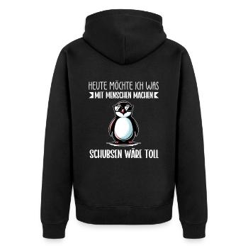 Today I want to do something with people Push - Unisex Premium Organic Zip Hoodie - black - Back - Nico (187cm)