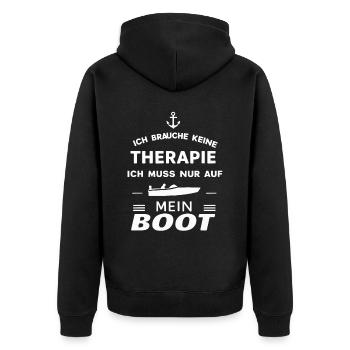 Ich Muss Nur Auf Mein Boot für einen - Unisex Premium Bio Zip Hoodie - Schwarz - Hinten - Nico (187cm)