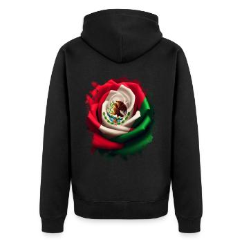 Mexiko Mexico Mexikaner Geschenk Flagge Fußball - Unisex Premium Bio Zip Hoodie - Schwarz - Hinten - Nico (187cm)