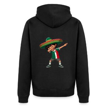 Mexiko Mexico Mexikaner Geschenk Flagge Fußball - Unisex Premium Bio Zip Hoodie - Schwarz - Hinten - Nico (187cm)