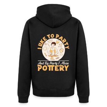 Pottery Ceramics Artist I Like To - Unisex Premium Bio Zip Hoodie - Schwarz - Hinten - Nico (187cm)