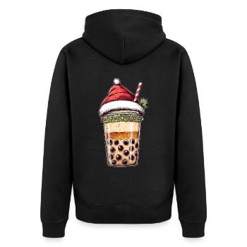 Boba Tea Bubble Tea Thé au lait Chapeau de Noël - Veste à capuche bio Premium Unisexe - noir - Dos - Nico (187cm)