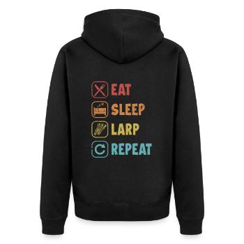 Eat Sleep LARP Repeat LARPing Rüstung Waffen - Unisex Premium Bio Zip Hoodie - Schwarz - Hinten - Nico (187cm)