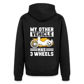Recumbent Trike Liegetrike Liegedreirad - Unisex Premium Bio Zip Hoodie - Schwarz - Hinten - Nico (187cm)