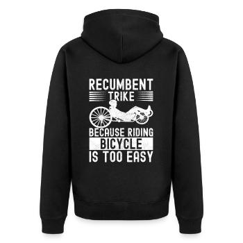 Recumbent Trike Liegetrike Liegedreirad - Unisex Premium Bio Zip Hoodie - Schwarz - Hinten - Nico (187cm)