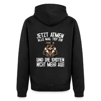 Funny Cat Sarcasm Idiots Saying Humor - Unisex Premium Organic Zip Hoodie - black - Back - Nico (187cm)