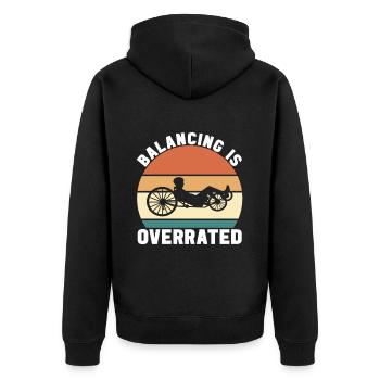 Recumbent Trike Liegetrike Liegedreirad - Unisex Premium Bio Zip Hoodie - Schwarz - Hinten - Nico (187cm)